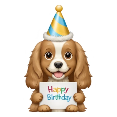 cocker spaniel holding sign that says “happy birthday amigo” sticker