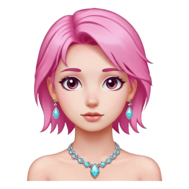 pink-haired girl with jewelry sticker