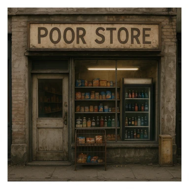 Convenience store named poor store and more sticker