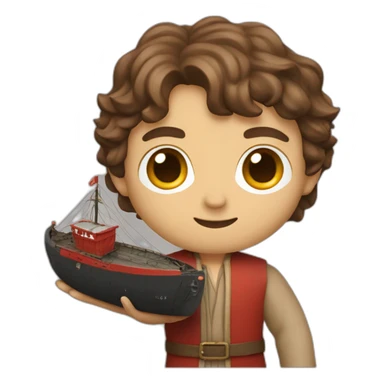 frodo holding a red freight ship boat sticker