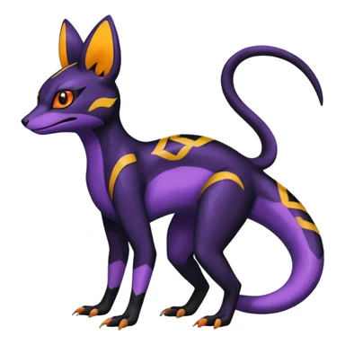 Rare epic aesthetic colorful Salandit-Noibat-Umbreon-Genet-species-Fakemon-hybrid-creature, with markings, full body sticker