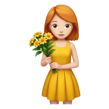 Girl Ginger her yellow dress flowers  sticker