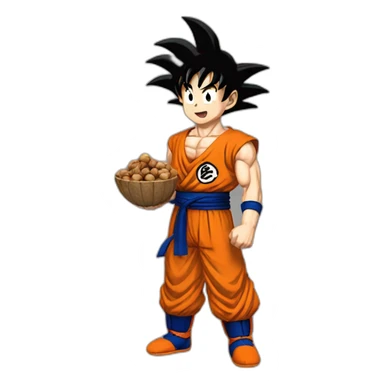 goku holding nuts sticker