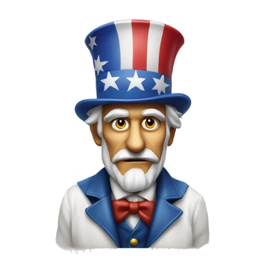 Uncle Sam with pitiful eyes up to his waist photorealistic serious sticker