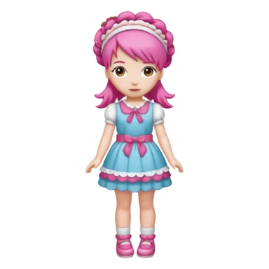 Isolated detaile illustration incredibly raspberry torte doll figurine full body with pink hair and a raspberry hairband sticker
