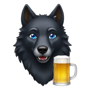 black wolf blue eyes drinking a beer sticker