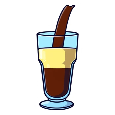 Glass of milk with Nesquik chocolate powder being mixed in sticker