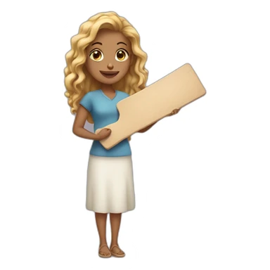 a cute women holding a board sticker