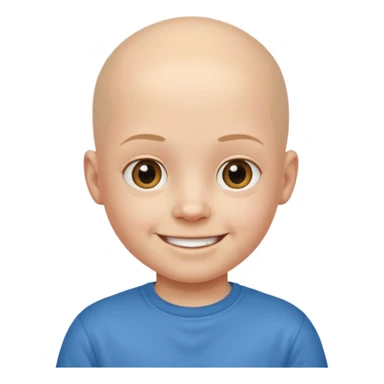 bald child with t shirt sticker