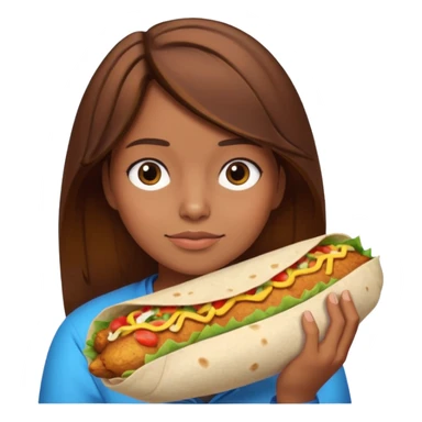 Girl with brown hair "resting chicken burrito face" sticker