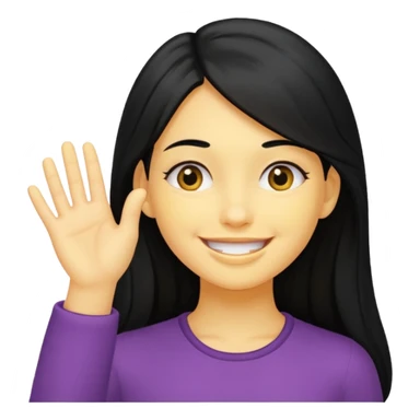 yellow smiling face girl with one hand flat under chin sticker