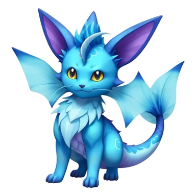 Elemental Exotic Colorful Fantasy Purrloin-Vaporeon-Pokémon-Fakémon-hybrid-creature (full body) sticker