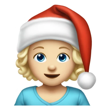 Blonde blue eyed baby wearing Santa hat  sticker