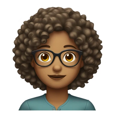 curly hair girl with glasses sticker