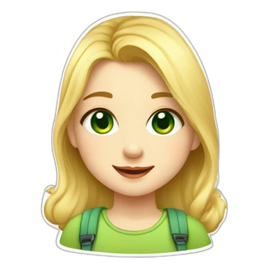 drawing of a little blonde girl with green eyes, smiling sweetly, sticker for telegram, cutie, cute illustration, with hyperdetals, cute art sticker