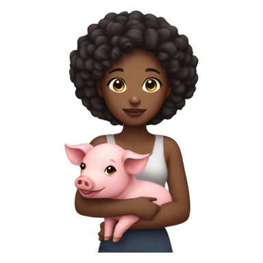 Black girl holding a pig sticker