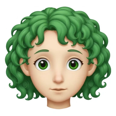 green curly  haired  big head accessory big nose mid size ear young sticker