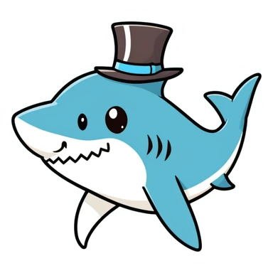 Shark with a top hat sticker