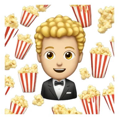 white man wearing a suit eating popcorn  sticker