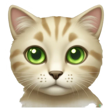 Beige cat with green eyes fluffy sticker