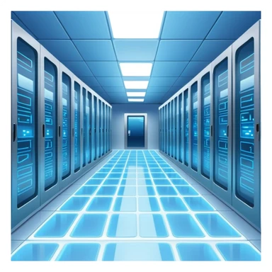 Underground data center with glowing floor panels sticker