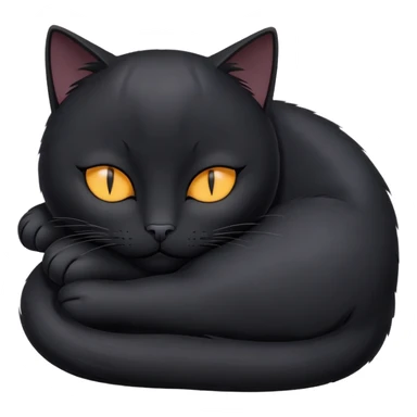 Black cat sleeping with gray eyes  sticker