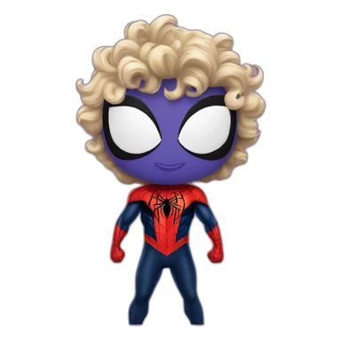 Spider man withe black curly hear and a big musel sticker