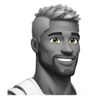 Giga Chad smiling black and white musculation meme a little from profile sticker