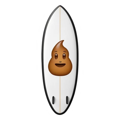 poop emoji on surfboard  sticker