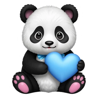 panda holding a blue heart  sticker