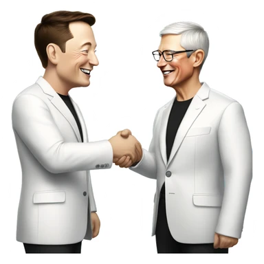 Elon Musk shakes hand with Tim Cook from Apple sticker