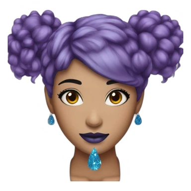 women with short blue hair and glitter makeup sticker