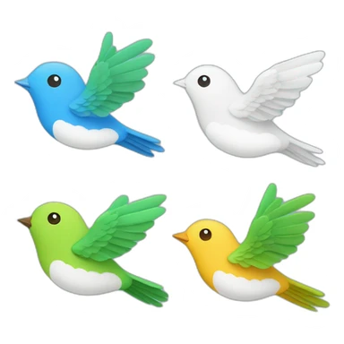 4 Little bird who’s flying on the Sky two Blue one White and one Green  sticker