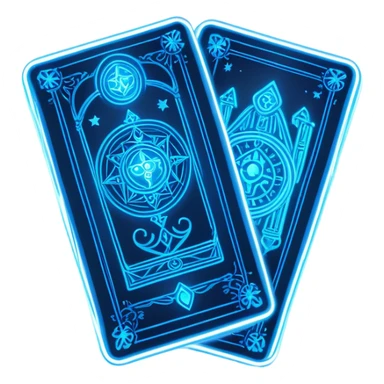 blue neon 2 tarot cards sticker