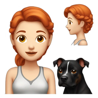 female red hair with black staffy sticker