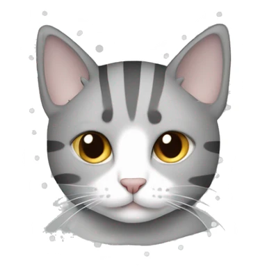 cute gray cat striped and dotted color sticker