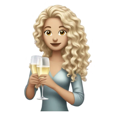 Long curly hair white girl holding Prosecco sticker