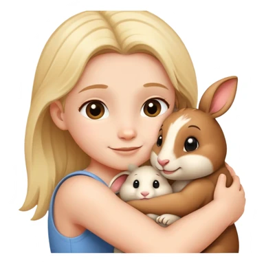 child hugging a small animal, happy and loving sticker