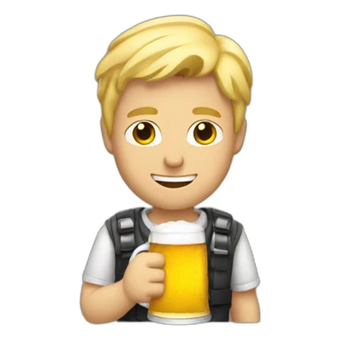 blond guy holding a beer sticker