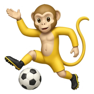 Quiero hacer a un mono jugando futbol y un plátano en la mano sticker