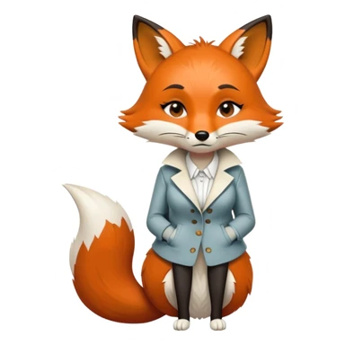 extremely sad anthropomorphised female fox in stylish outfit, no sunglasses, very sad and crying, heavy frown, looking to the left, full-body view sticker