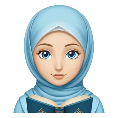 Turkish blonde diamond design Hijabi girl with blue eyes and beautiful finish reading quran sticker