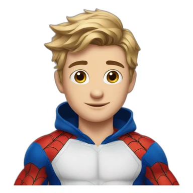 A handsome teen white boy in a spiderman suit sticker