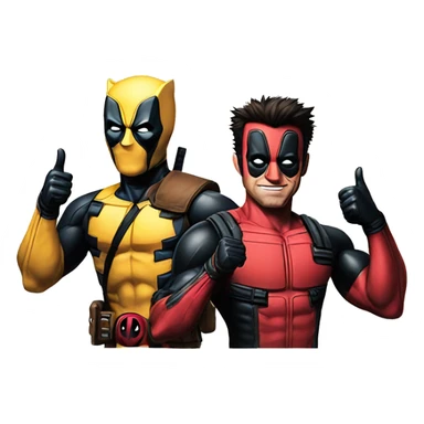 Deadpool and wolverine portrait giving thumbs up sticker