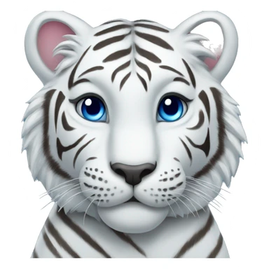A WHITE TIGER HOLDING A BLUE HEART sticker