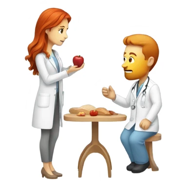 red hair nutritionist with a patient sticker