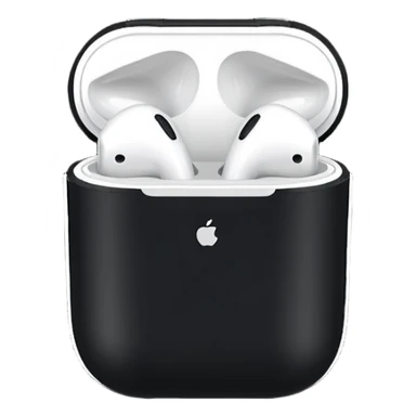 airpods in a dark vinyl themed case sticker