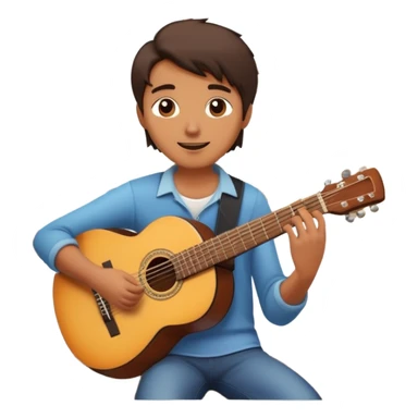 person serenading with guitar under a window sticker