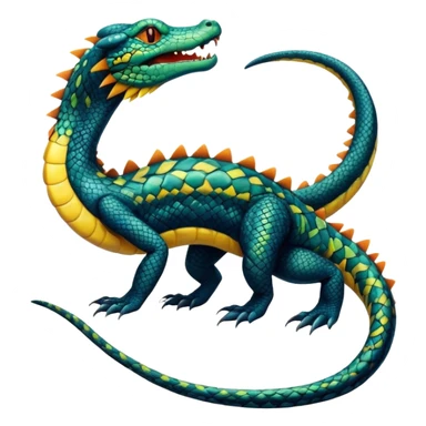 Alligator-Dragon-Tiger-Salandit-Snake-Fakémon-hybrid-creature with a long muzzle, full body sticker