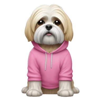 Lhasa apso dog wearing pink hoodie  sticker